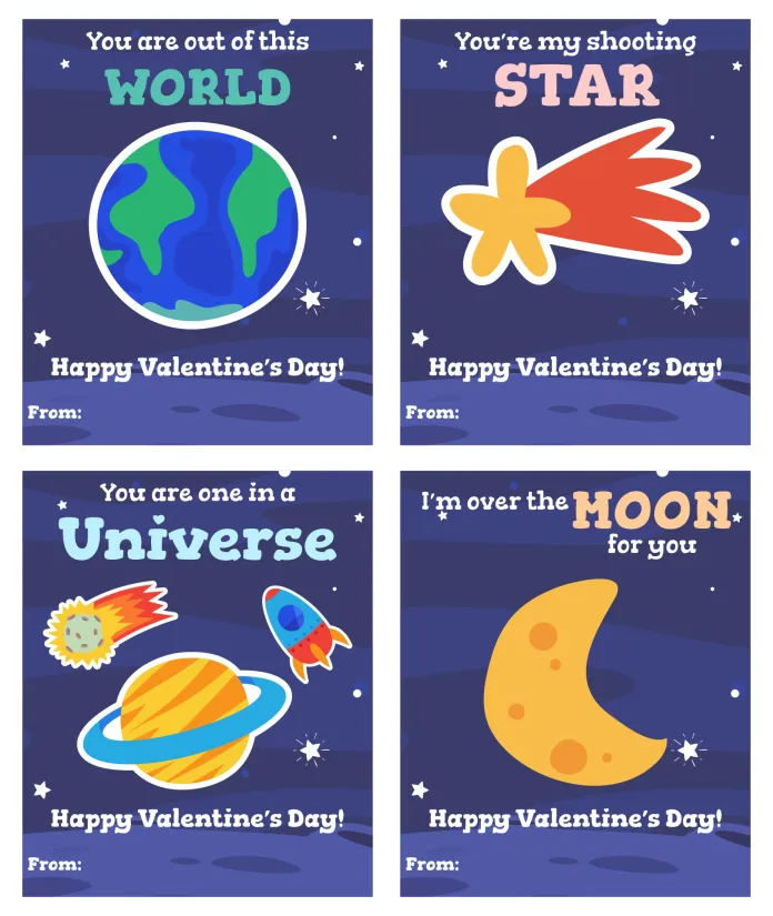 Planet Valentines Day Card Template Printable