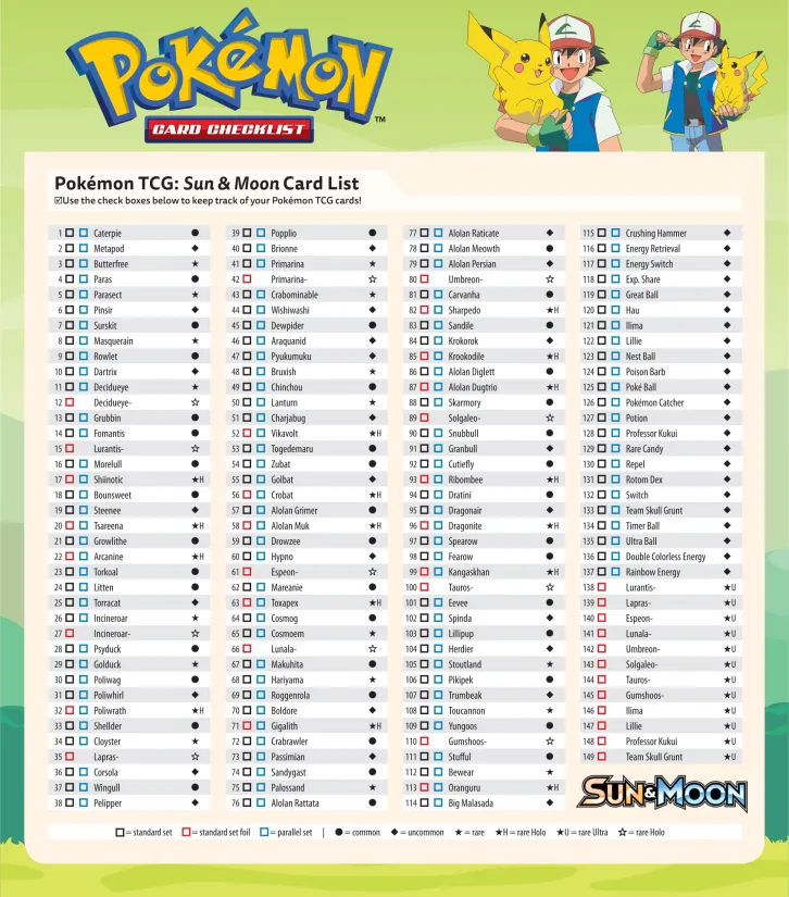 Pokemon Checklist Printable