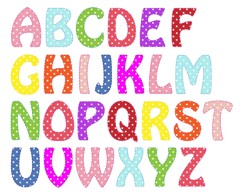 Polka Dot Bubble Letters Alphabet