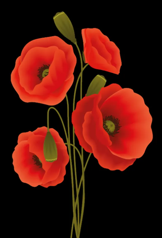 Poppy flower design printable - poppyflower pattern in red color