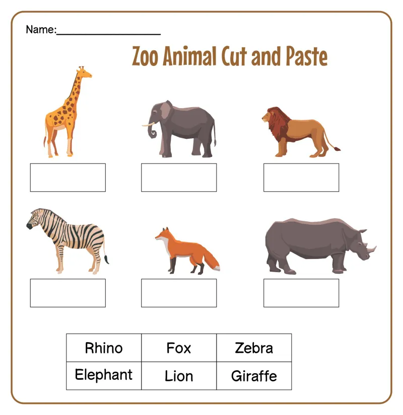 Preschool Printables Zoo Animals