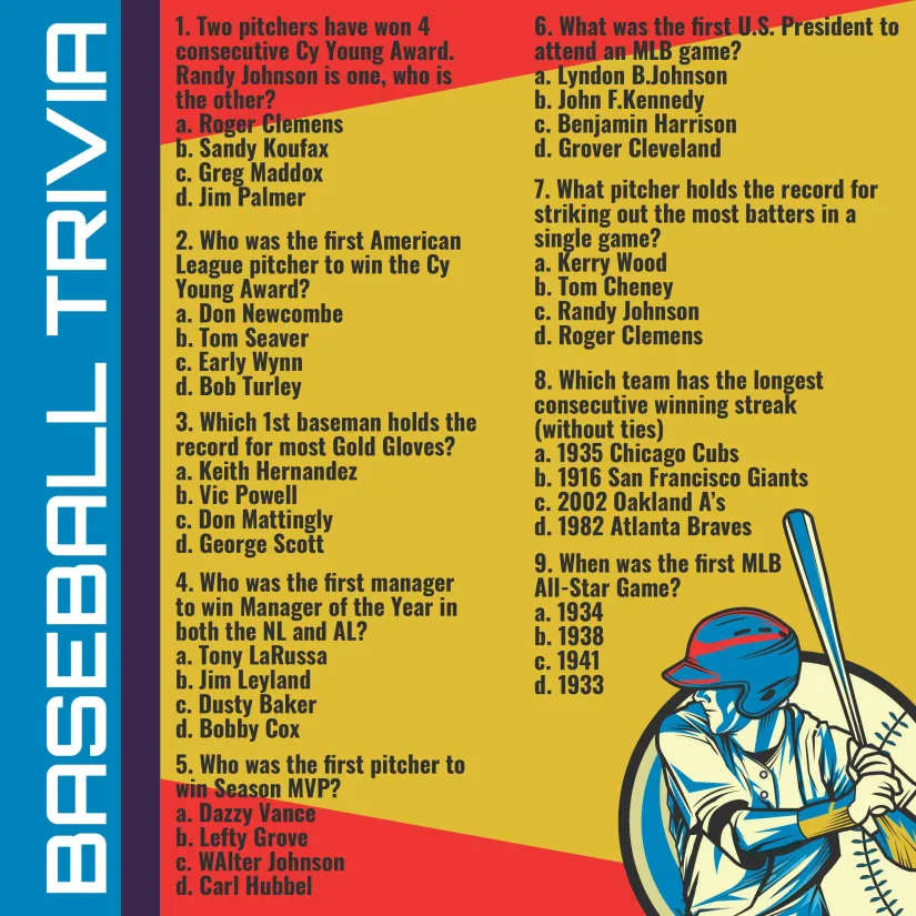 Printable Baseball Trivia Questions and Answers