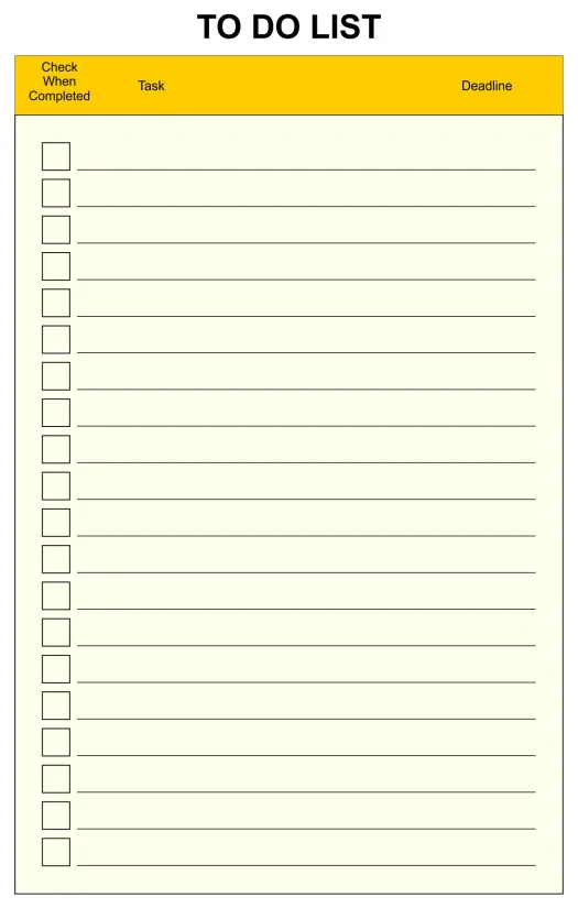Printable Blank Checklist Sheets