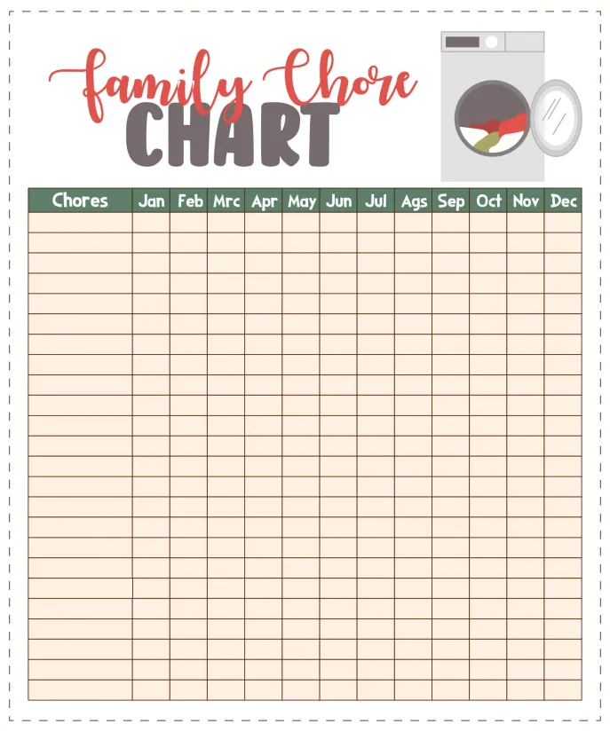 Printable Blank Monthly Chore Charts