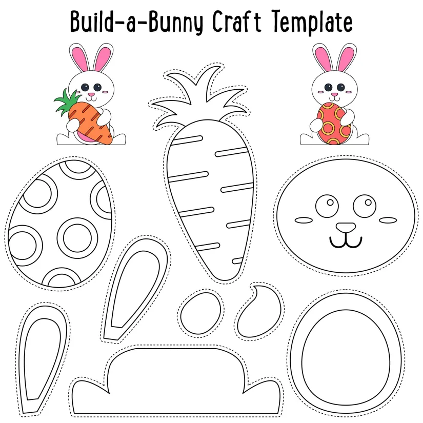 Printable Build A Bunny Craft Template For Kids
