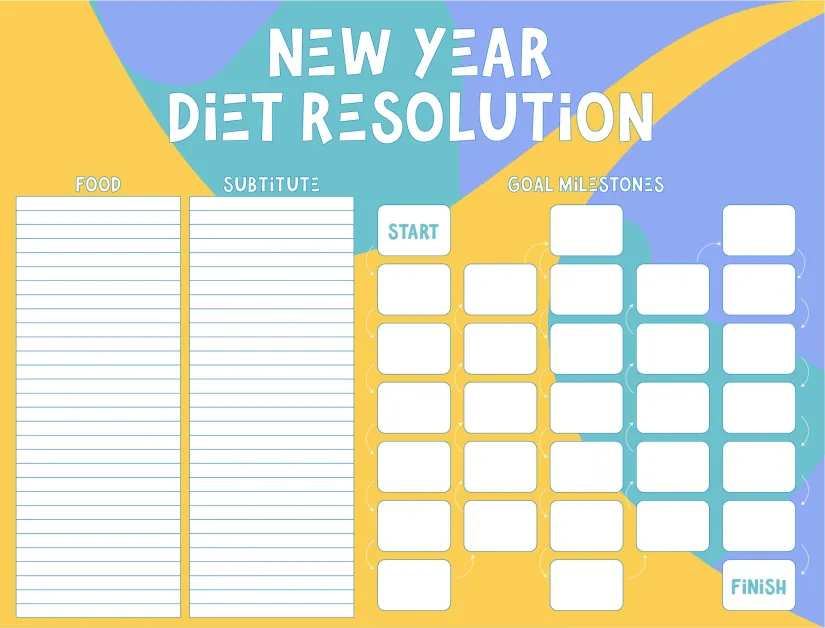Printable Calendar Weight Loss Diet Planner New Year Resolution