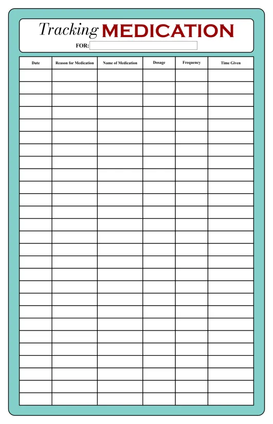 Printable Chart For Keeping Track Of Medications