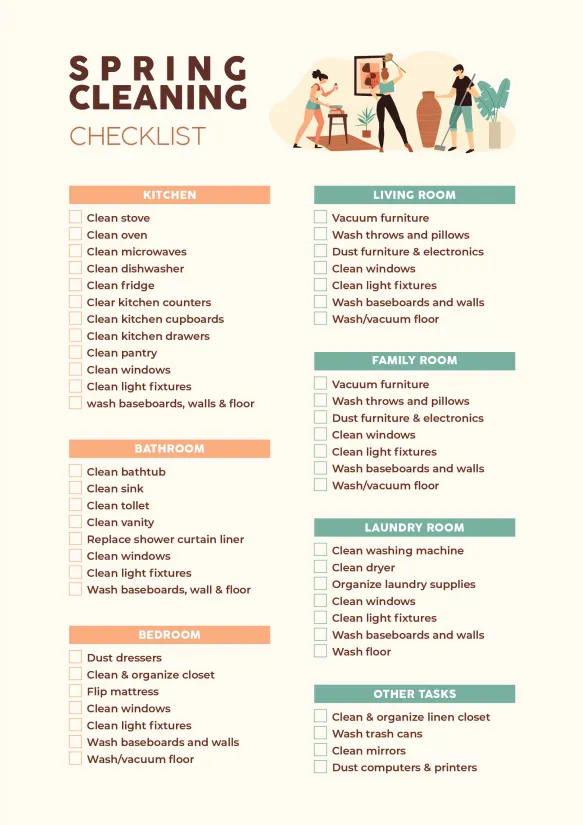 Printable Chore List Spring Cleaning