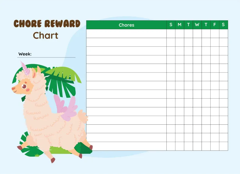 Printable Chore Reward Chart Template