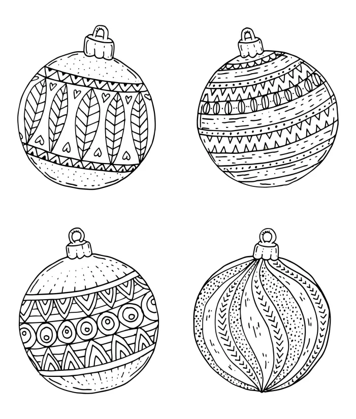 Printable Christmas Ornaments Coloring Pages For Adults
