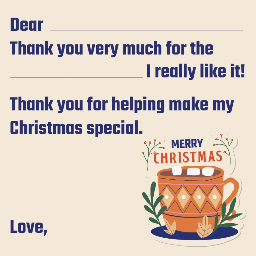 Printable Christmas Thank You Cards