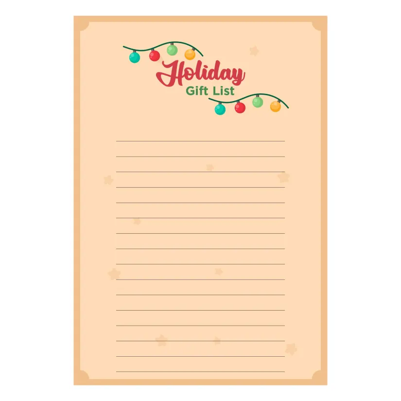 Printable Christmas Wish List For Kids Adults Template