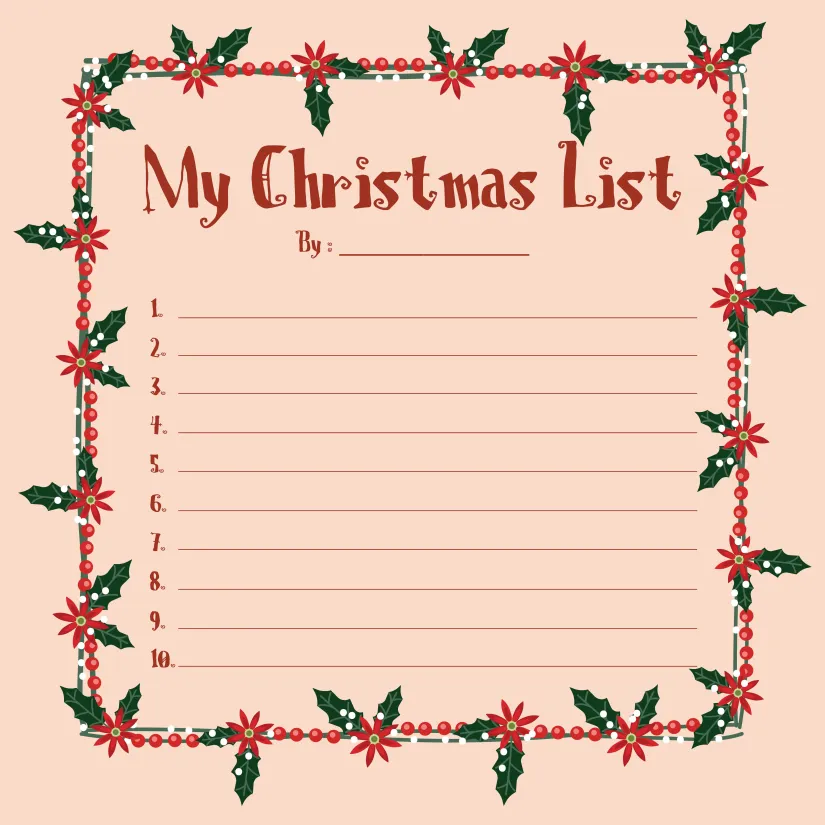 Printable Christmas Wish List Paper