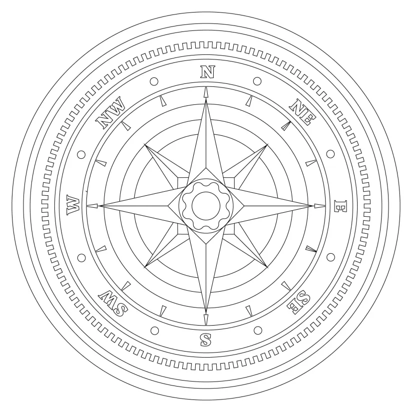 Printable Compass Rose Coloring Pages
