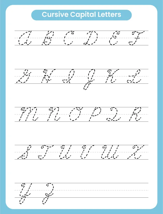 Printable Cursive Capital Letters Sheet