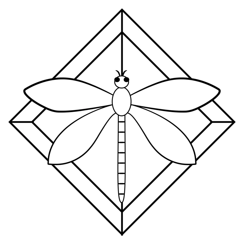 Printable Dragonfly Stained Glass Quilt Pattern