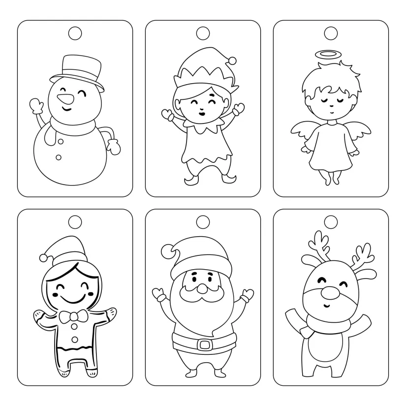 Printable Fairytale Christmas Modern Black And White Gift Tags