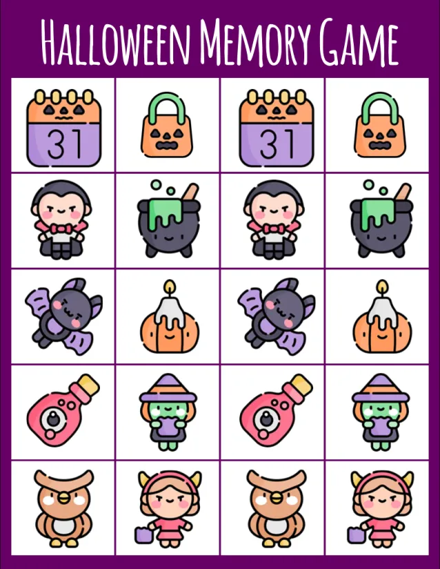 Printable Halloween Memory Game