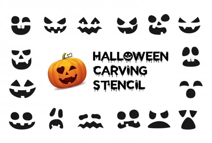 Printable halloween pumpkin stencil and pumpkin face carving pattern