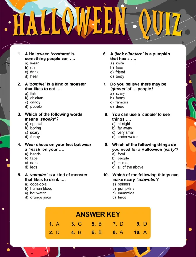 Printable Halloween Quiz Questions And Answers