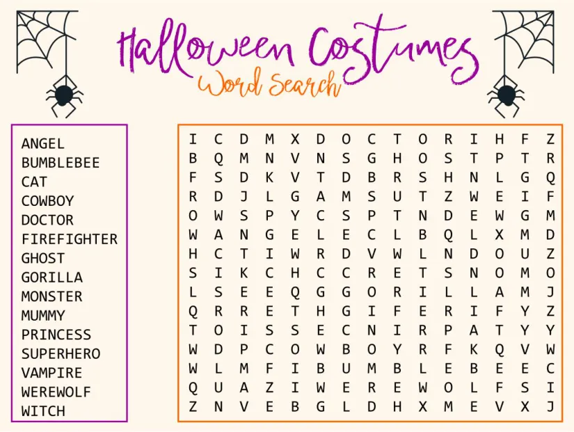 Printable Halloween Word Search Puzzles