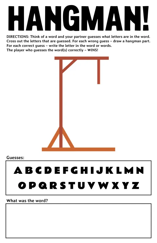 Printable Hangman Word Game Templates
