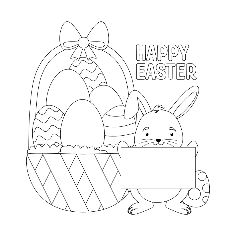 Printable Happy Easter Basket Coloring Page