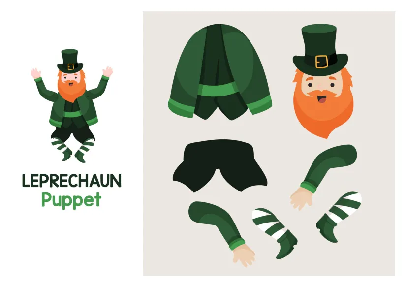 Printable Leprechaun Puppet St Patricks Day Craft