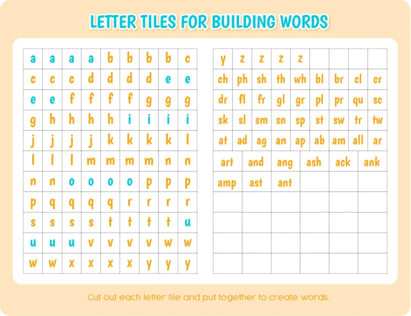 Printable Letter Tiles For Building Words