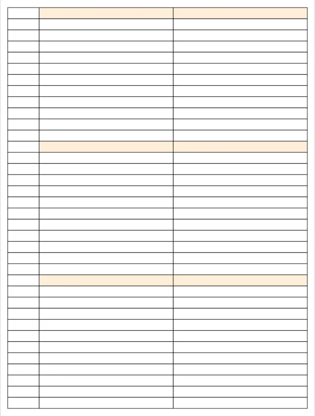 Printable Lined Paper with Columns