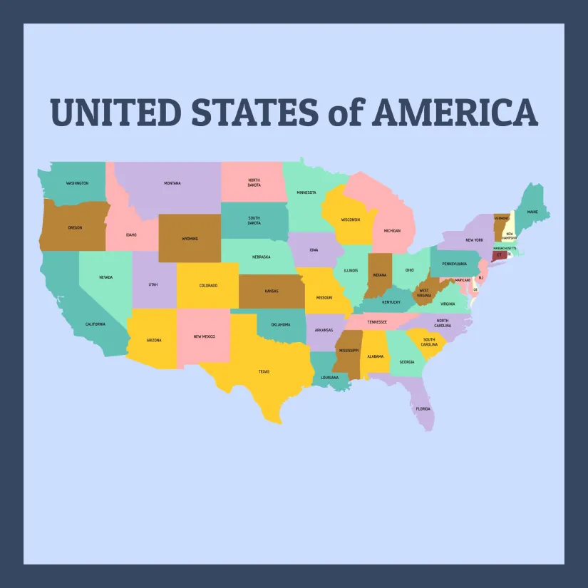 Printable Map Of United States Of America