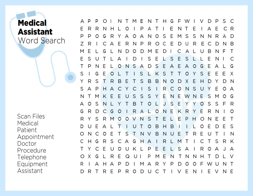 Printable Medical Assistant Word Search