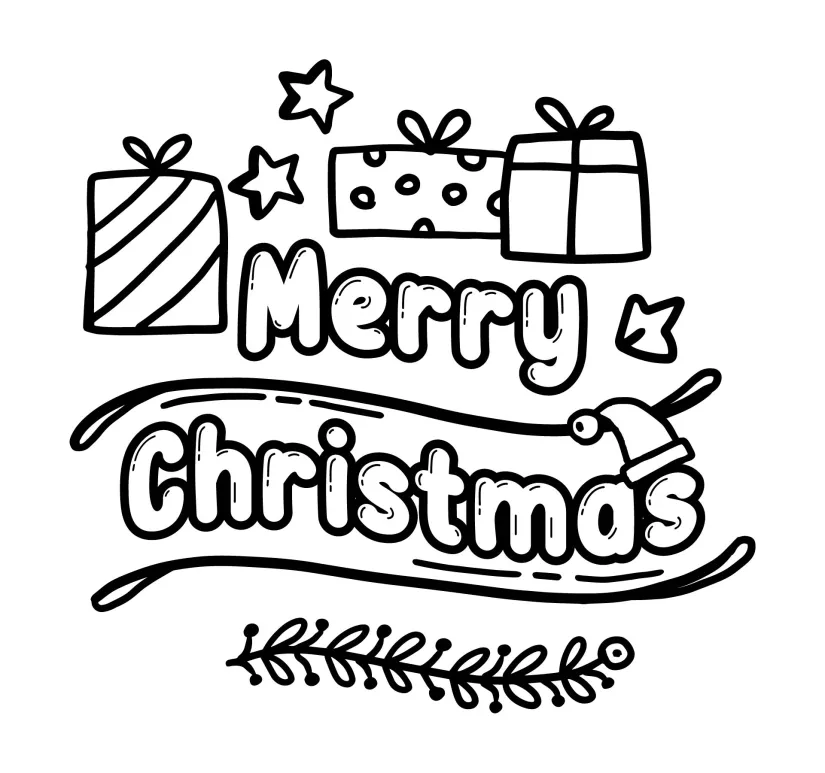Printable Merry Christmas Bubble Letters Coloring Pages