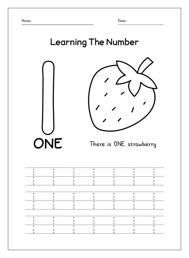 Printable Number 1 Tracing Worksheets