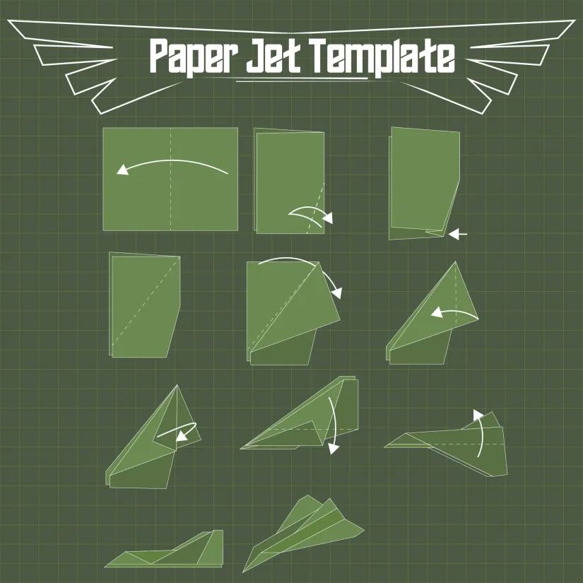 Printable Papercraft Jet Folding Template