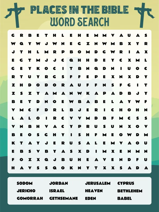 Printable Places In The Bible Word Search
