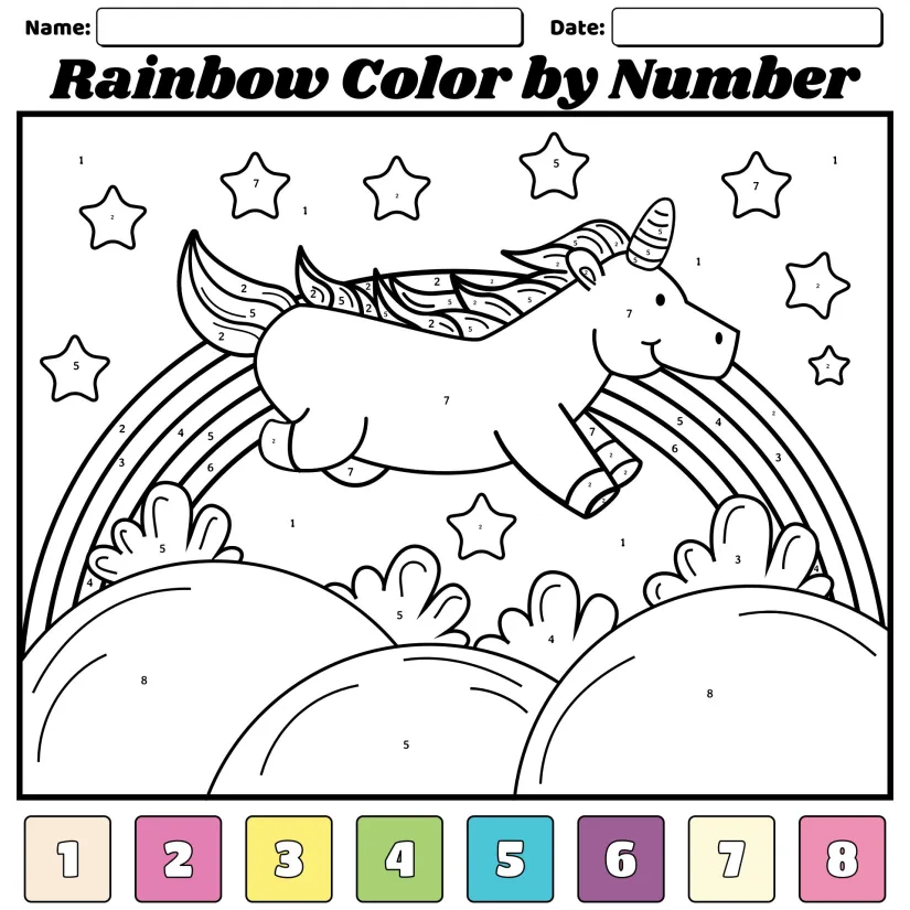 Printable Rainbow Color By Number