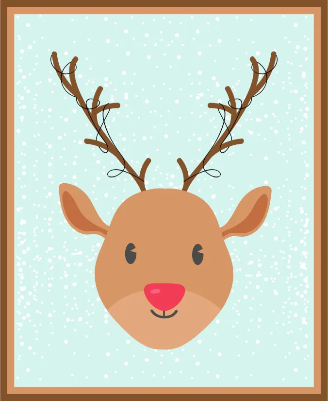 Printable Reindeer Covered In Thumbprint Lights Template