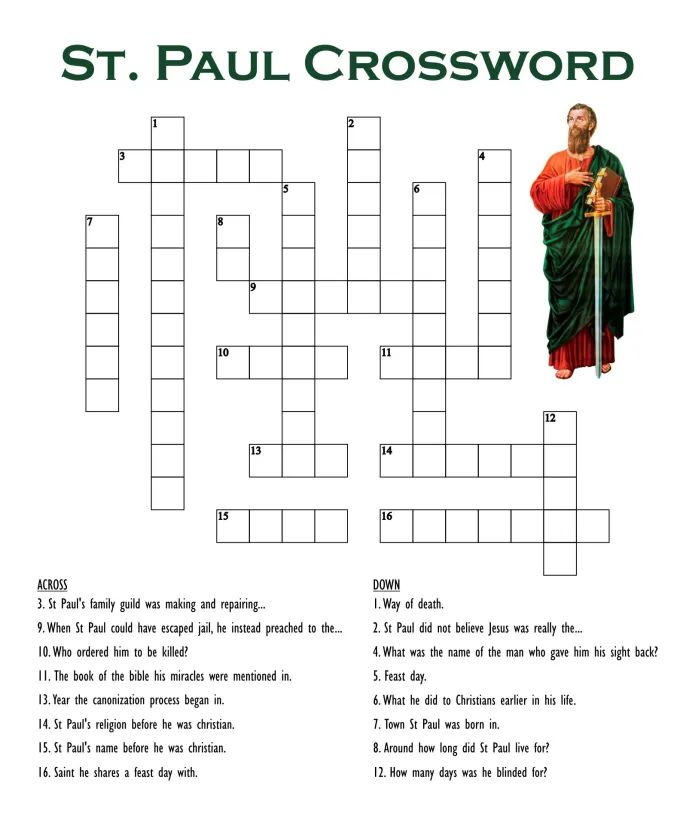 Printable St Paul Crossword