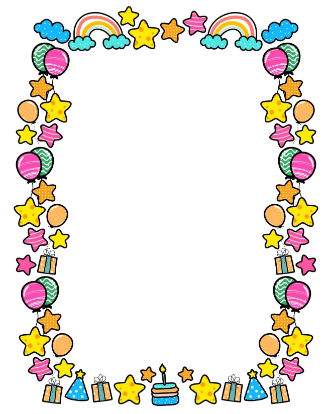 Printable Stars And Balloons Party Birthday Border