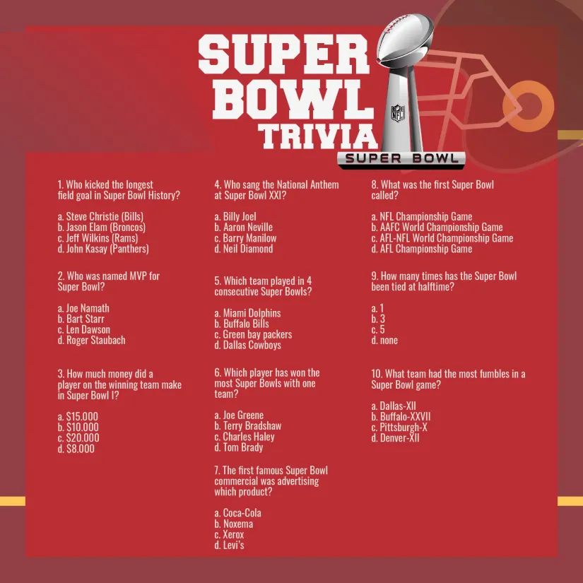 Printable Super Bowl Trivia Template