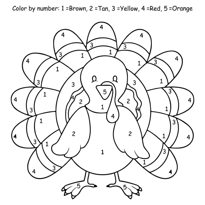 Printable Thanksgiving Color by Number Coloring Pages