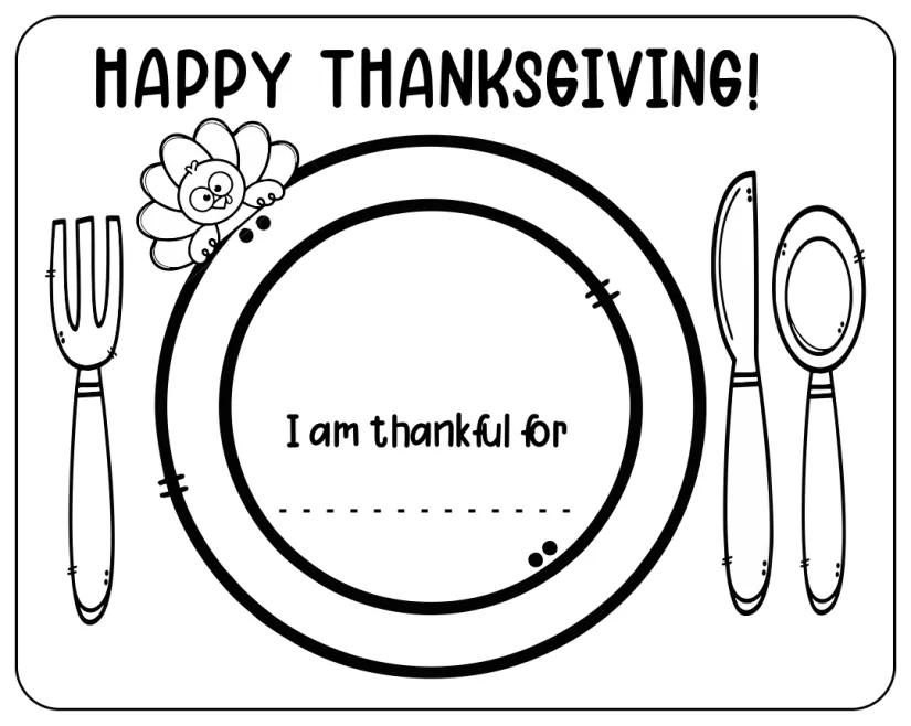 Printable Thanksgiving Place Setting Placemat