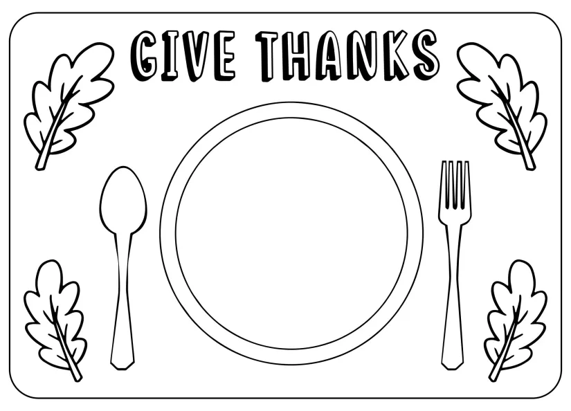 Printable Thanksgiving Placemats To Color