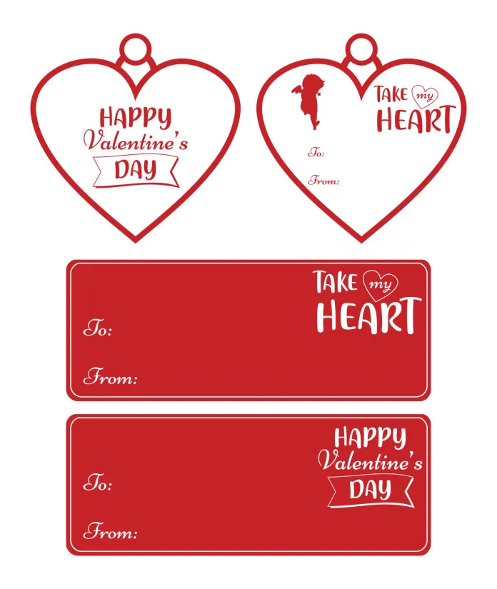 Printable Valentines Day Take My Heart Gift Tags