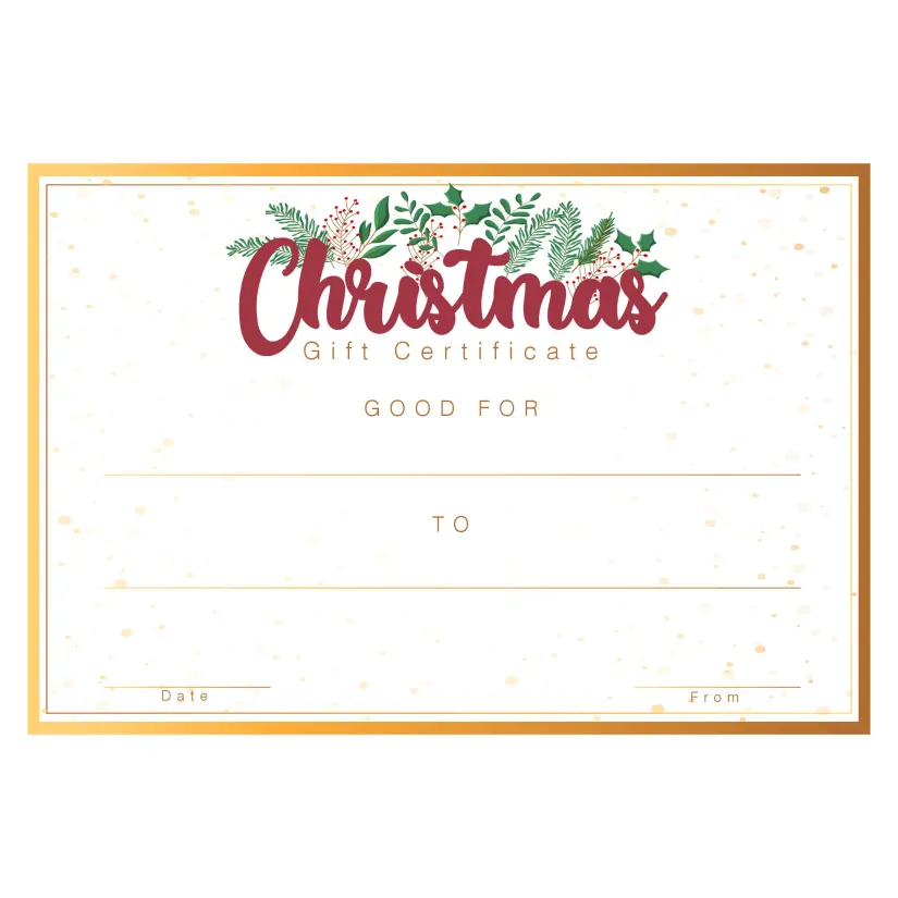 Printable Watercolor Christmas Gift Certificate Template