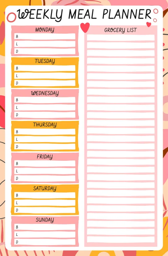 Printable Weekly Meal Planner With Grocery List