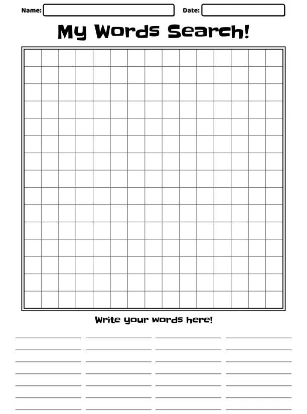 Printable Word Search Grid Blank