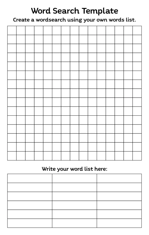 Printable Word Search Template