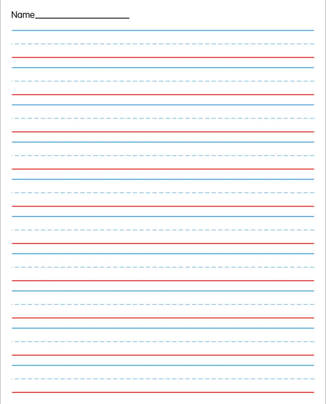 Red And Blue Lined Handwriting Paper Printable